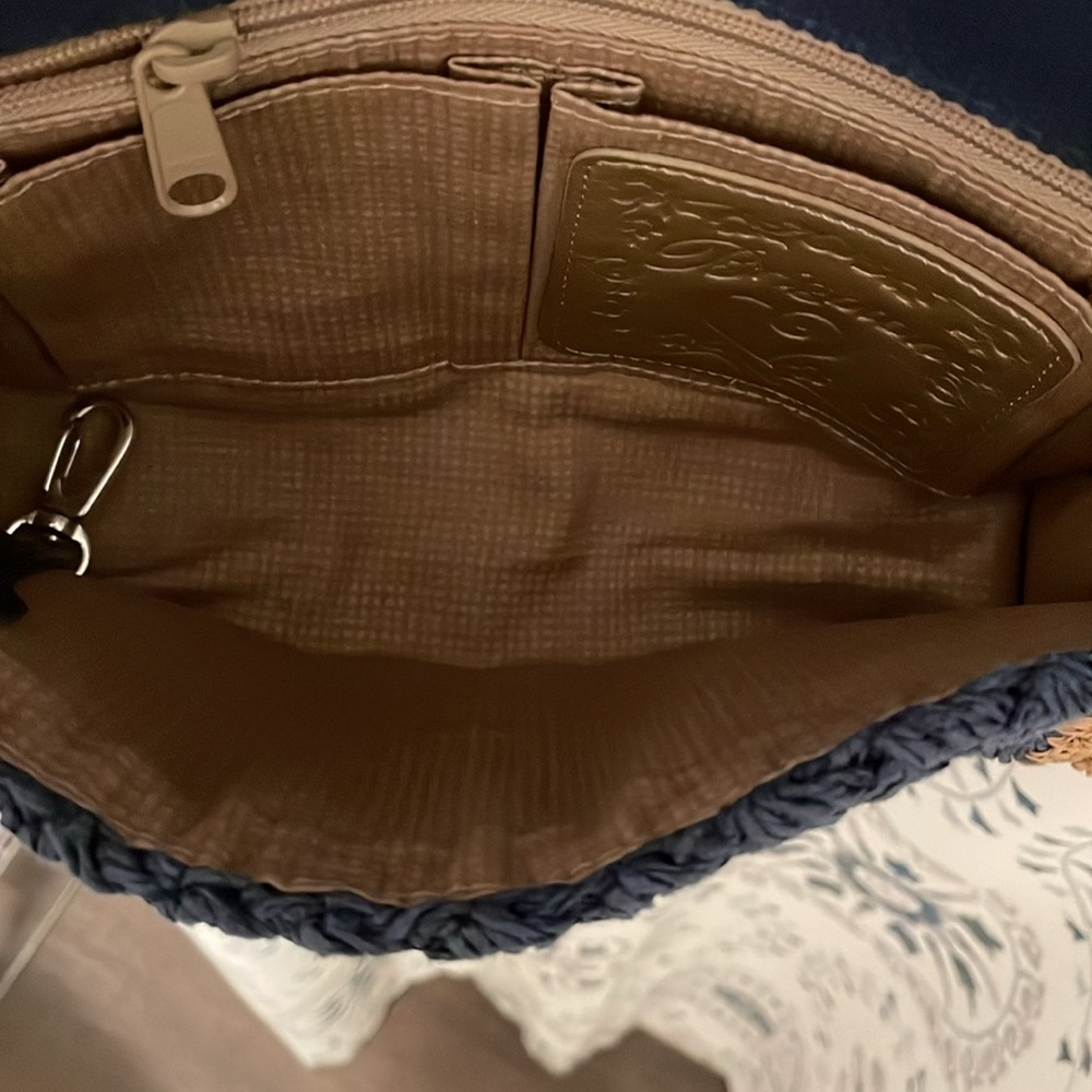 Brighton Larissa Straw Crossbody Bag - Blue & Tan - Picture 9 of 12